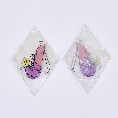 Printed Capiz Shell Pendants SHEL-T016-08G-1