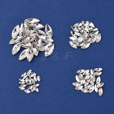 80Pcs 4 Style Pointed Back Glass Rhinestone Cabochons RGLA-FS0001-02-1
