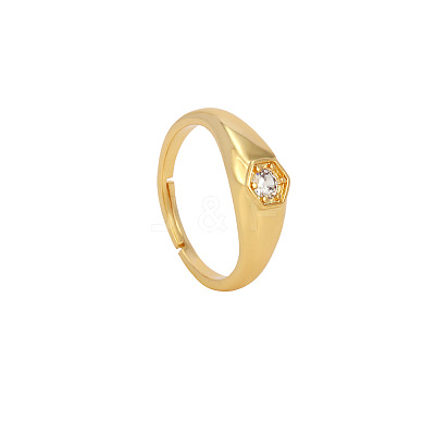 Brass Micro Pave Clear Cubic Zirconia Cuff Open Rings FS-WG9AEF2-02-1