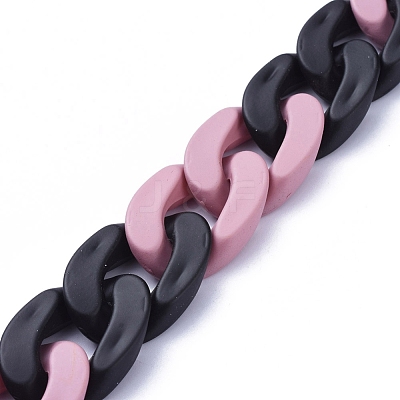 Handmade Opaque Spray Painted Acrylic Curb Chains AJEW-JB00619-03-1