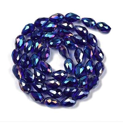Transparent Electroplate Glass Beads Strands EGLA-N013-T8mm-B07-1