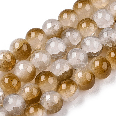 Crackle Baking Paint Imitation Jade Glass Beads Strands DGLA-T003-8mm-09-1