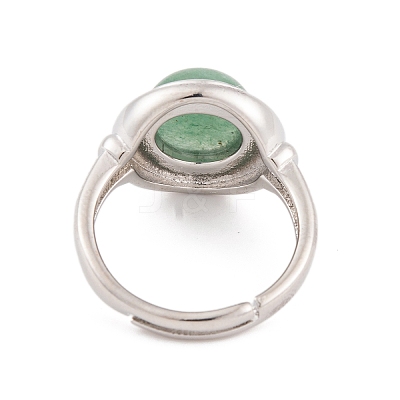 Natural Green Aventurine Round Adjustable Rings RJEW-K271-04P-10-1