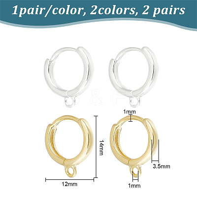 4Pcs 2 Style 925 Sterling Silver Hoop Earrings STER-GO0001-07-1