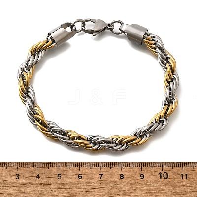 304 Stainless Steel Rope Chain Bracelets for Women BJEW-C091-03A-GP-1