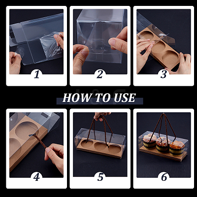 Folding Rectangle PET Plastic Portable Cupcake Gift Storage Box LS-CON-WH0085-137B-1