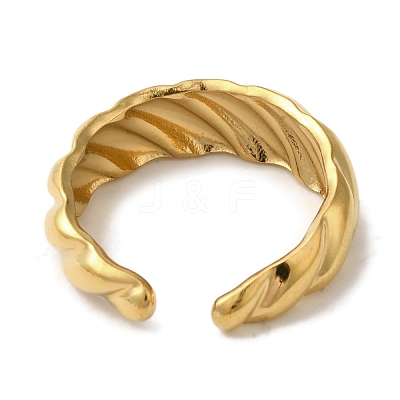 Ion Plating(IP) 304 Stainless Steel Open Cuff Rings for Women X-RJEW-Z053-09G-1