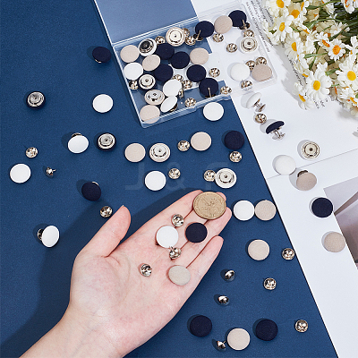 36Pcs 3 Colors Flat Round Cloth Cap Nail Buttons BUTT-CY0001-34-1