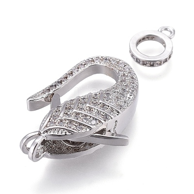 Brass Micro Pave Cubic Zirconia Lobster Claw Clasps ZIRC-M108-02A-P-1