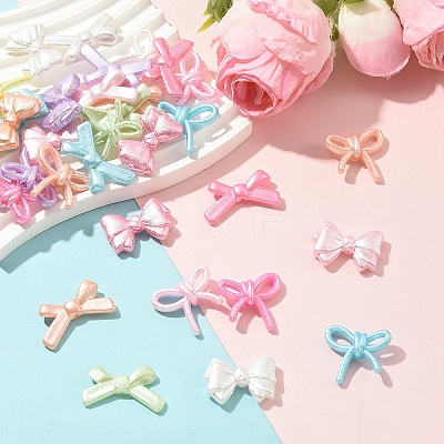 90Pcs 3 Styles Spray Painted Textured Opaque Acrylic Beads OACR-YW0004-70-1