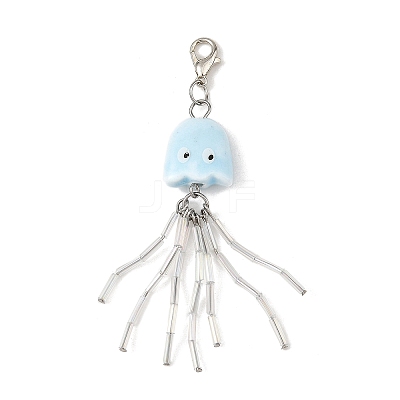 Octopus Porcelain & Glass Pendant Decorations HJEW-JM05047-1