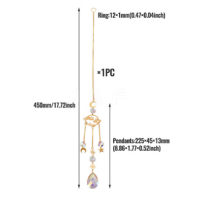 1Pc Faceted Glass Sun Catcher Pendant Decorations AJEW-TA0002-90-1