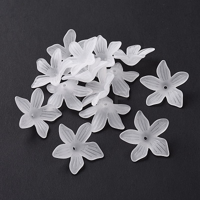 5-Petal Transparent Acrylic Bead Caps OACR-A017-15-1
