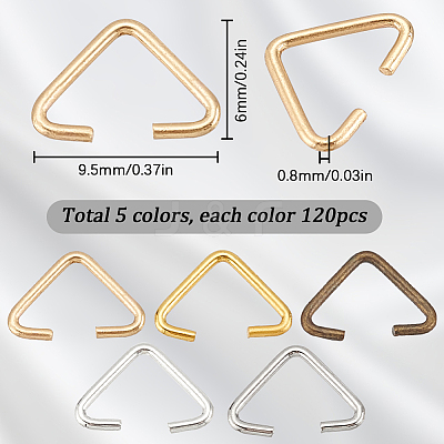 600Pcs 5 Colors Iron Triangle Rings IFIN-SC0001-55-1