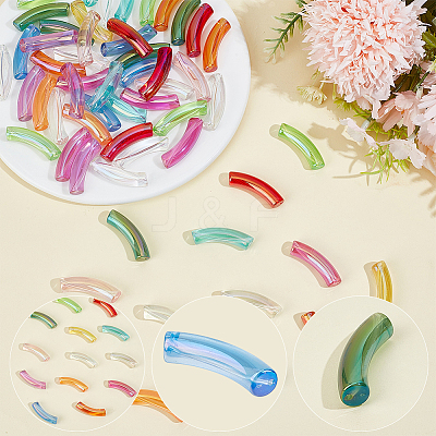 65Pcs 13 Colors UV Plating Transparent Rainbow Iridescent Acrylic Beads OACR-PA0002-11-1