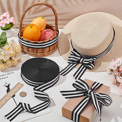 Polyester Stripe Ribbons SRIB-WH0011-326E-1