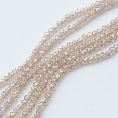 Electroplate Glass Beads Strands X-EGLA-R048-3mm-33-1
