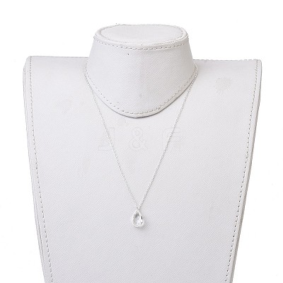 Clear Glass Pendant Necklaces NJEW-JN02611-01-1