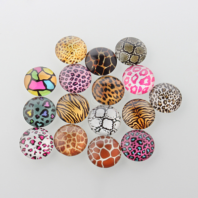 Animal Skin Printed Glass Cabochons GGLA-A002-20mm-OO-1