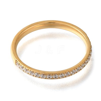Ion Plating(IP) 304 Stainless Steel Micro Pave Clear Cubic Zirconia Finger Rings RJEW-B066-06G-1