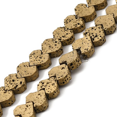 Electroplated Natural Lava Rock Beads Strands G-Q1009-G01-01G-1