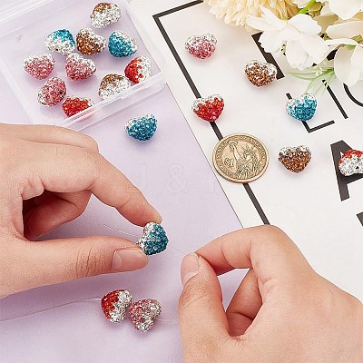 20Pcs 4 Colors Polymer Clay Rhinestone Beads RB-AR0003-17-1