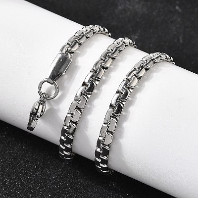 201 Stainless Steel Box Chain Necklaces for Men STAS-V011-01A-P-1-1