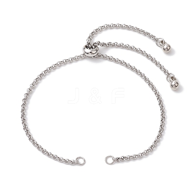 2Pcs 2 Colors 304 Stainless Steel Boc Chain Slider Bracelet Makings AJEW-JB01254-1