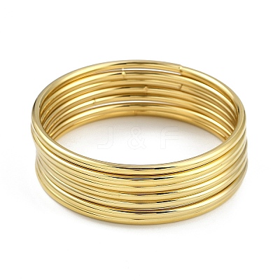 7Pcs Round Vacuum Plating PVD Vacuum Plating 201 Stainless Steel Bangles Sets for Women BJEW-F476-08G-02-1