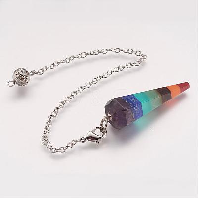 Natural & Synthetic Gemstone Hexagonal Pointed Dowsing Pendulums KK-P082-02-1