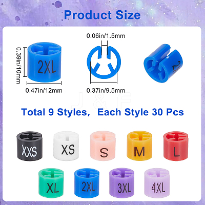270Pcs 9 Colors Plastic Clothing Trouser Size Markers KY-GF0001-58-1
