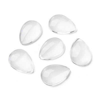 Transparent Teardrop Glass Cabochons GGLA-R024-18x13-1