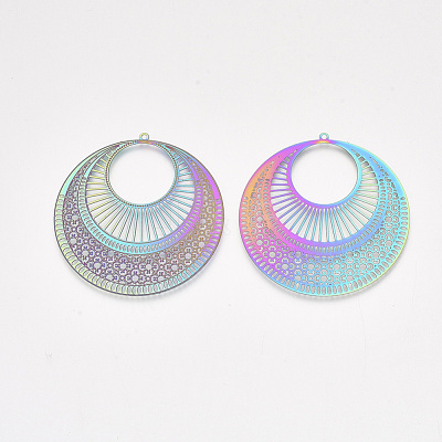 Ion Plating(IP) 304 Stainless Steel Filigree Pendants X-STAS-S108-42-1