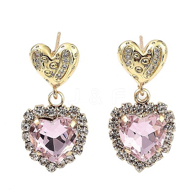 Heart Light Gold Brass Micro Pave Cubic Zirconia Stud Earrings EJEW-Q800-50KCG-1