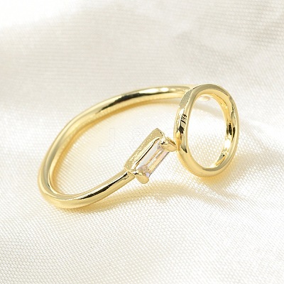 Brass Micro Pave Clear Cubic Zirconia Cuff Rings RJEW-F103-05-G-1