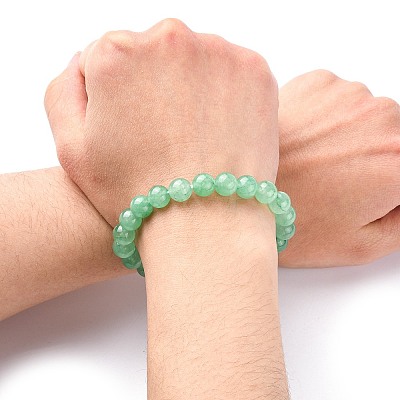 Dyed Natural Green Aventurine Beads Stretch Bracelets BJEW-Q305-1