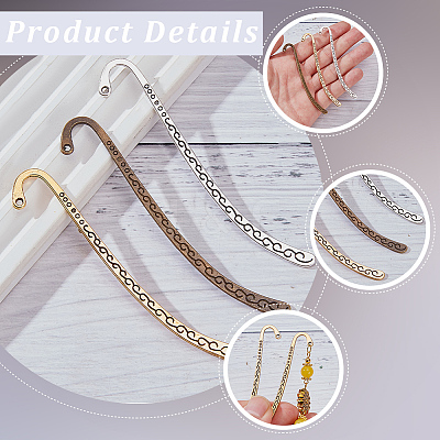 60Pcs 3 Colors Tibetan Style Zinc Alloy Bookmarks FIND-SC0022-42-1