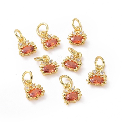 Brass Cubic Zirconia Pendants ZIRC-O041-03G-1