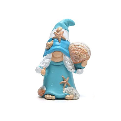 Summer Gnomes with Starfish & Shell Shapes Resin Sculpture Display Decorations PW-WGD0635-03-1
