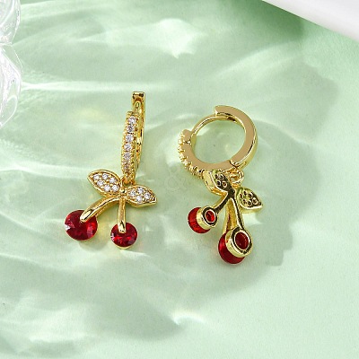 Brass Micro Pave Cubic Zirconia Hoop Earrings EJEW-D322-11G-02-1