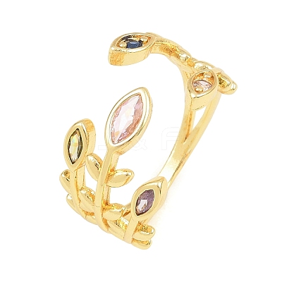 Brass Pave Cubic Zirconia Cuff Open Rings CU-CBACDF6-09G-02-1