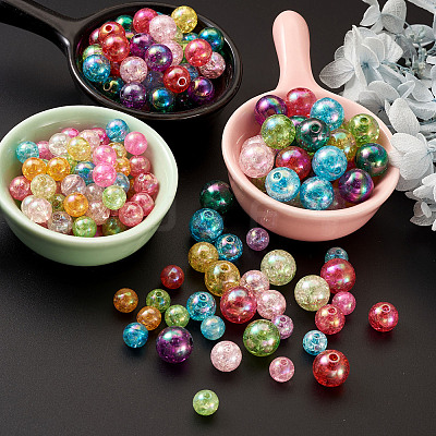 Transparent Crackle Acrylic Beads CACR-TA0001-03-1