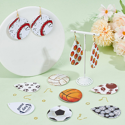 Sport Ball Theme Leather Dangle Earring DIY Making Kit DIY-SC0024-91-1-1