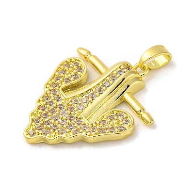 Brass Pendants with Cubic Zirconia KK-D536-07G-1