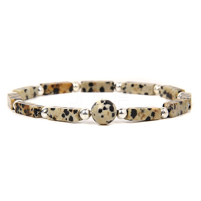 Natural Green Spot Jasper Beads Stretch Bracelets for Men Women ZE2494-1-1