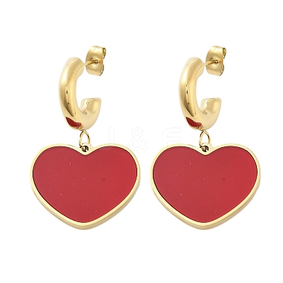 Ion Plating(IP) 304 Stainless Steel Heart Stud Earrings EJEW-A114-11G-02-1