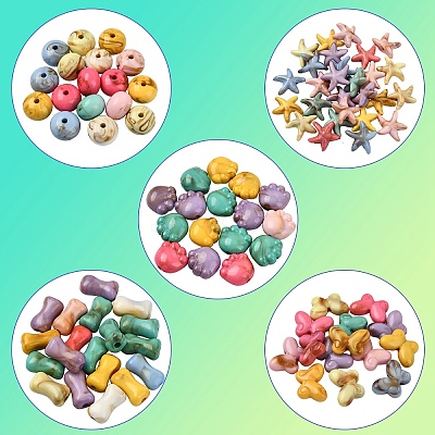 150Pcs 5 Styles Acrylic Beads SACR-YW0002-08-1