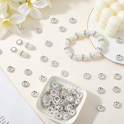 120Pcs Brass Rhinestone Spacer Beads RB-PA0001-03S-01-1
