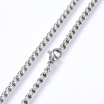 Non-Tarnish 304 Stainless Steel Box Chain Necklaces LS-NJEW-F227-09P-03-1