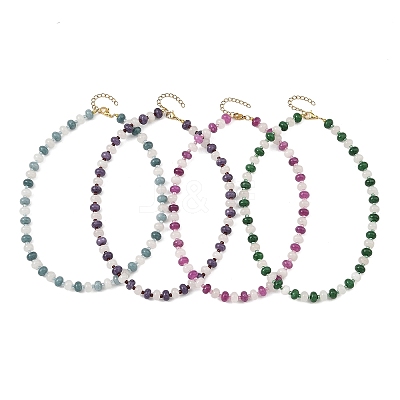 Dyed Natural White Jade Rondelle Beaded Necklaces for Women NJEW-JN06683-1